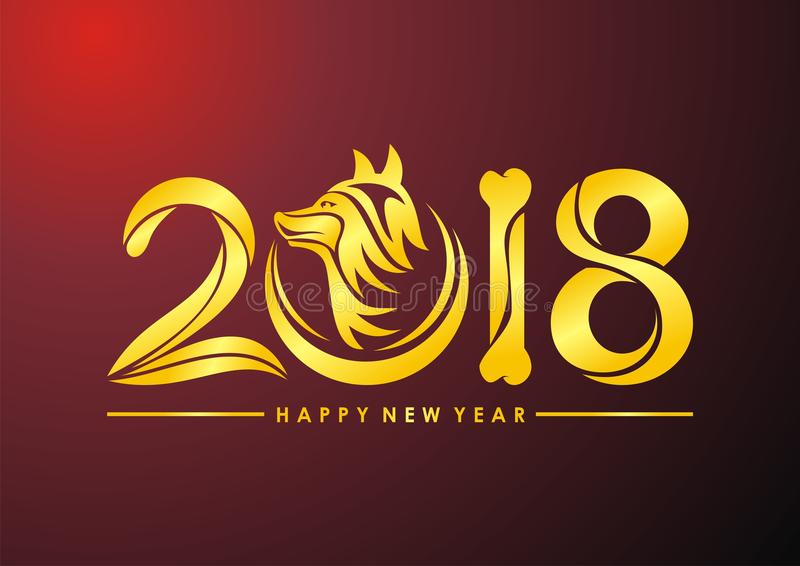 chinese-new-year-dog-text-design-template-bone-head-golden-color-design-96625632